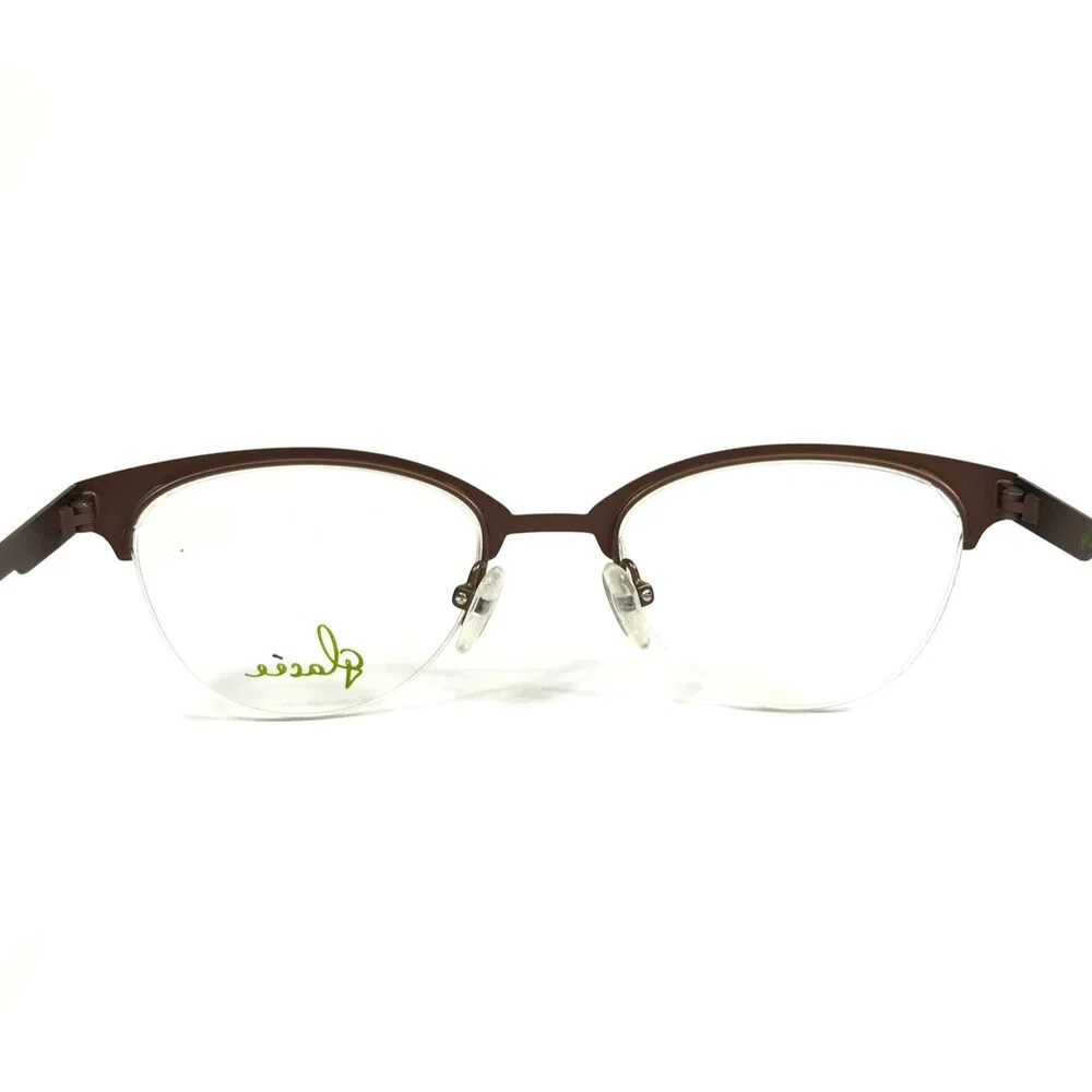 Glacee Eyeglasses Frames MOD 6705 C3 Pink Cloud Gold Cat Eye Half Rim 49-19-145